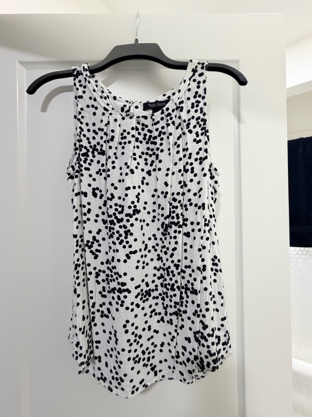 White House Black Market White Tank with Black Dot Print